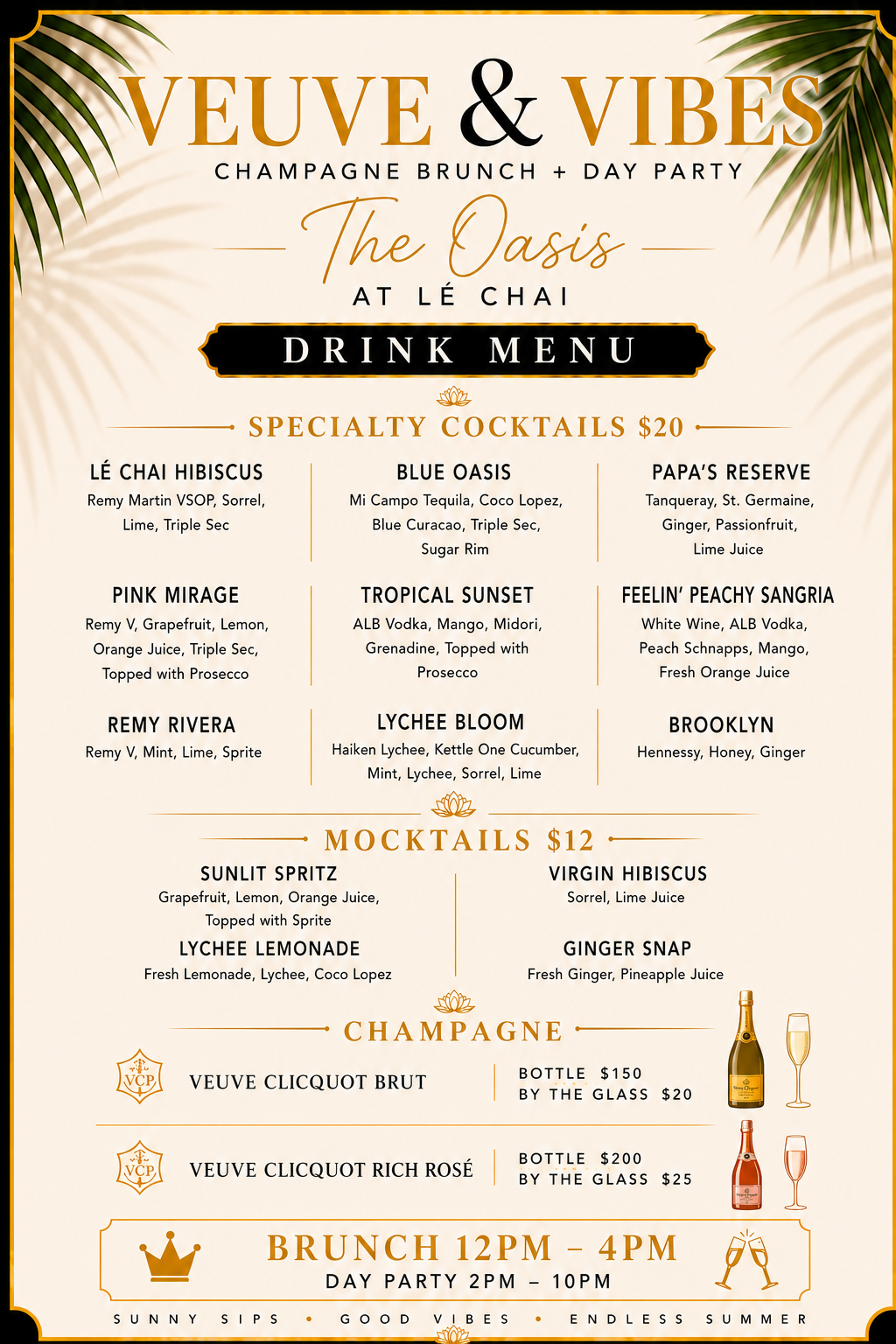veuve menu